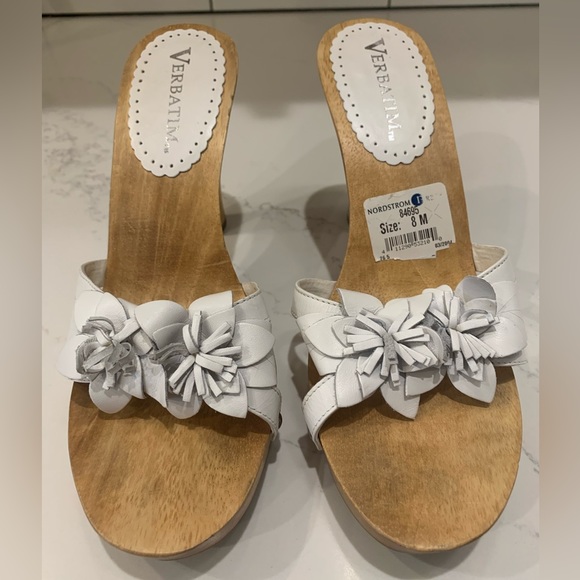 Verbatim Wooden heels with leather flowers nordstrom size 8 - Picture 2 of 9